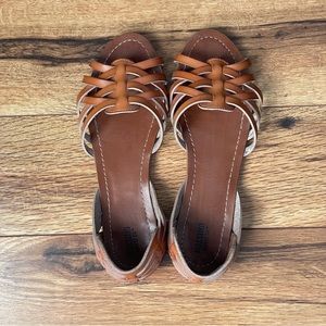 Huarache Style Woven Brown Leather Sandals